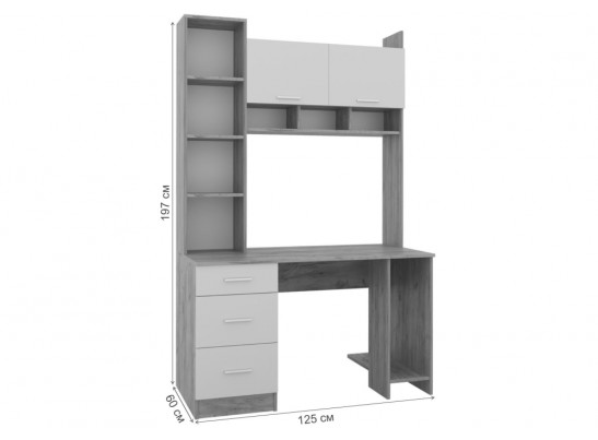 Компьютерный стол Бишоп 5 125х60х197 дуб крафт золотой / антрацит в Каменске-Уральском