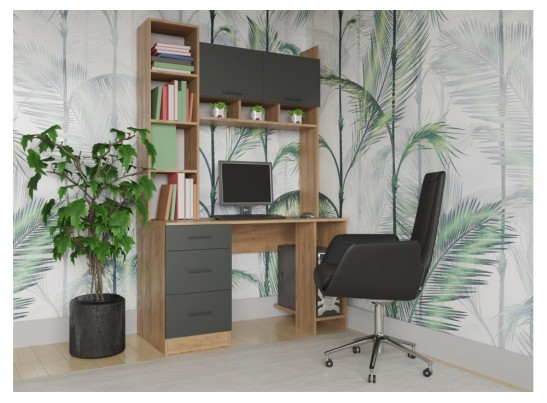 Компьютерный стол Бишоп 5 125х60х197 дуб крафт золотой / антрацит в Каменске-Уральском