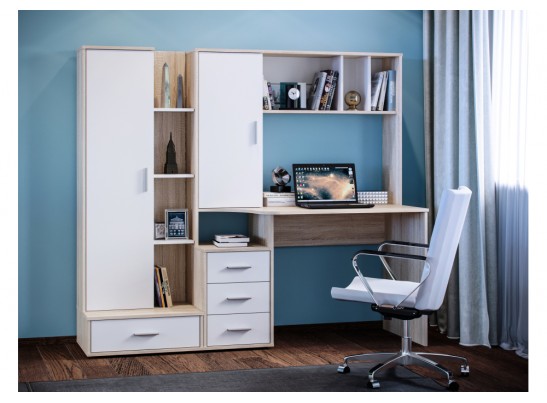 Компьютерный стол КСТ-16 120х60х160 левый дуб сонома / белый в Каменске-Уральском