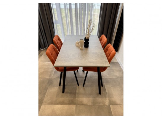 Деревянный стол Кортни 117 (157) x 77 бетон светлый / черный матовый в Каменске-Уральском