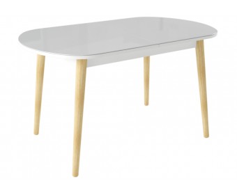 Стеклянный стол Клэйтон 130 белый / бук