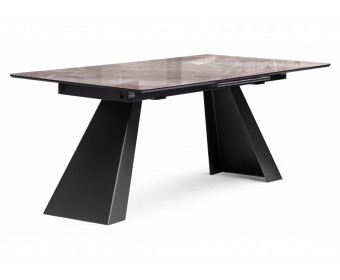 Стеклянный стол Стиг 180(230)х95х77 карелия / черный