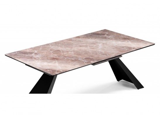 Стеклянный стол Стиг 180(230)х95х77 карелия / черный в Каменске-Уральском