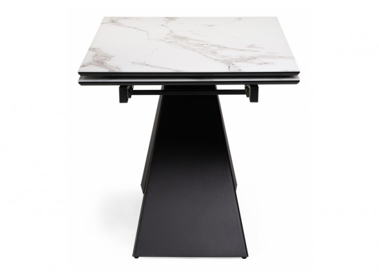 Стеклянный стол Торвальд 140(200)х80х77 белый мрамор / черный в Каменске-Уральском
