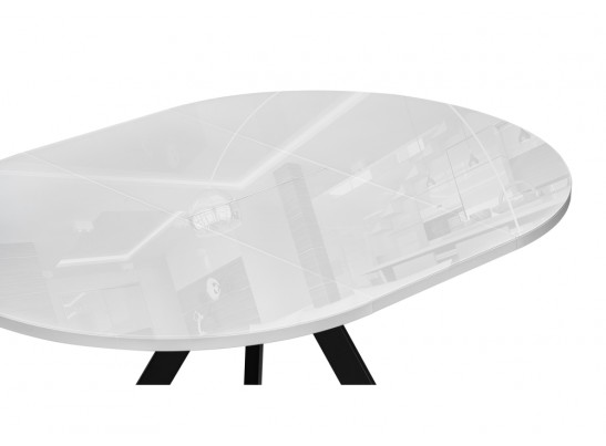 Стеклянный стол Трейси 110(150)х100х75 белый / черный в Каменске-Уральском