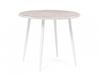 Деревянный стол Абилин 90х76 мрамор светло-серый / белый матовый