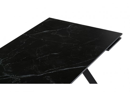 Стол Габбро 140(200)х80х76 черный мрамор / черный в Каменске-Уральском