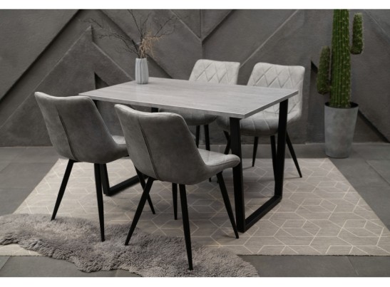 Деревянный стол Лота Лофт 140х80 черный матовый / бетон светлый в Каменске-Уральском