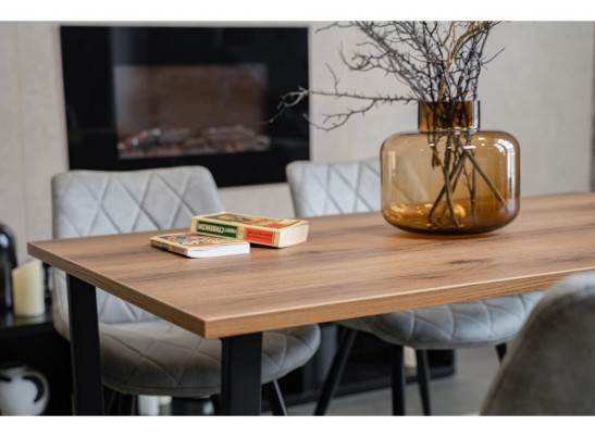 Стол Лота Лофт 140 25 мм дуб делано темный / черный матовый в Каменске-Уральском