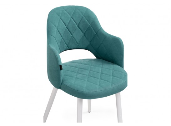 Стул на металлокаркасе Гутрид ромбы спереди бирюзовый / белый в Каменске-Уральском