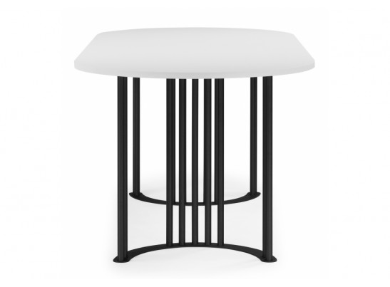 Деревянный стол Хьюго О 200 х 90 белая шагрень пленка / черные ноги в Каменске-Уральском