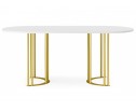 Деревянный стол Хьюго О 200 х 90 белая шагрень пленка / золотые ноги