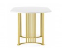 Деревянный стол Хьюго О 200 х 90 белая шагрень пленка / золотые ноги