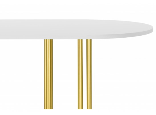 Деревянный стол Хьюго О 200 х 90 белая шагрень пленка / золотые ноги