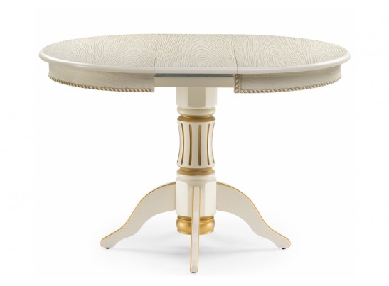 Деревянный стол Павия 90(120)х90х80 слоновая кость с золотой патиной в Каменске-Уральском