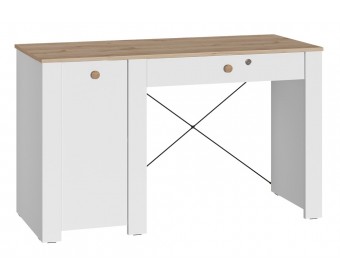 Письменный стол Джастин 12.154 126,2х54,8х75,3 белый шагрень / дуб белый exclusive