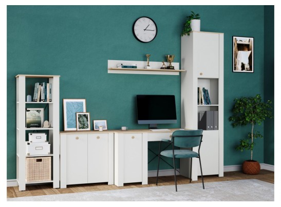 Письменный стол Джастин 12.154 126,2х54,8х75,3 белый шагрень / дуб белый exclusive в Каменске-Уральском