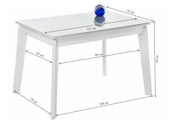 Стеклянный стол Арья белый / шагрень белая в Каменске-Уральском