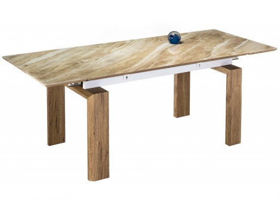 Стеклянный стол Давос бежевый мрамор / дуб монтана в Каменске-Уральском