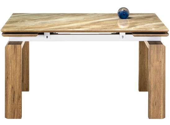 Стеклянный стол Давос бежевый мрамор / дуб монтана в Каменске-Уральском