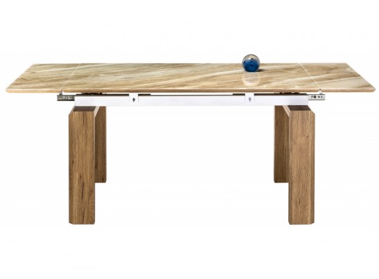 Стеклянный стол Давос бежевый мрамор / дуб монтана в Каменске-Уральском