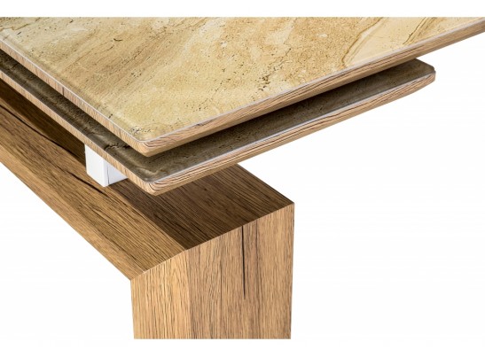 Стеклянный стол Давос бежевый мрамор / дуб монтана в Каменске-Уральском