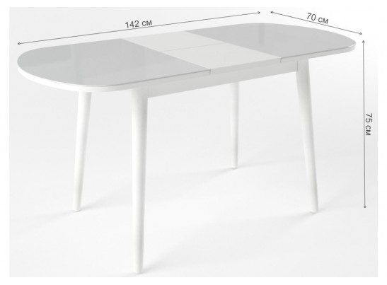 Стеклянный стол Клэйтон белый / белый в Каменске-Уральском