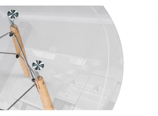 Стеклянный стол PT-151 90х76 clear glass / wood в Каменске-Уральском