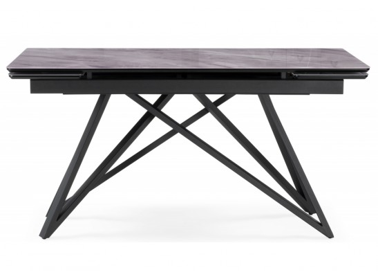 Стеклянный стол Вилсон 140(200)х80 серый мрамор / черный в Каменске-Уральском