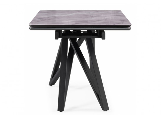 Стеклянный стол Вилсон 140(200)х80 серый мрамор / черный в Каменске-Уральском