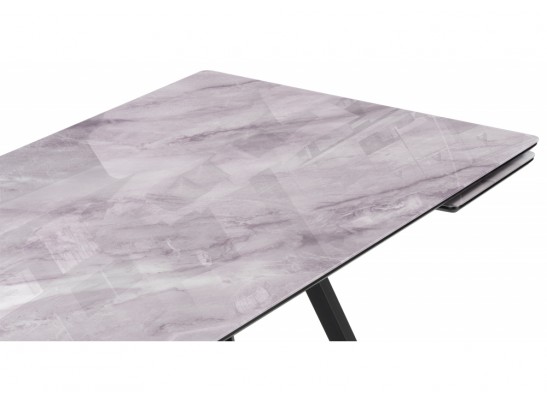 Стеклянный стол Вилсон 140(200)х80 серый мрамор / черный в Каменске-Уральском