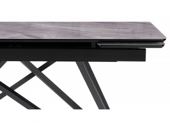 Стеклянный стол Вилсон 140(200)х80 серый мрамор / черный в Каменске-Уральском