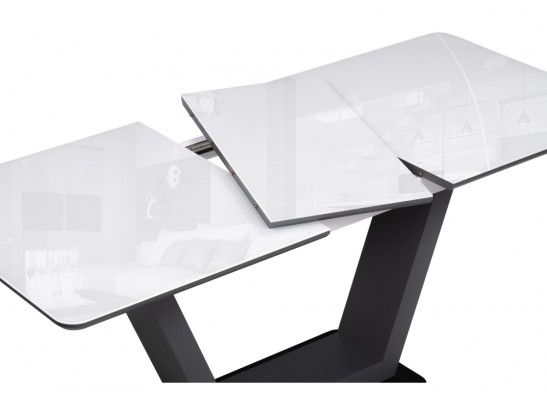 Стол на тумбе Иматра 140(180)х80х75 ультра белый / черный в Каменске-Уральском