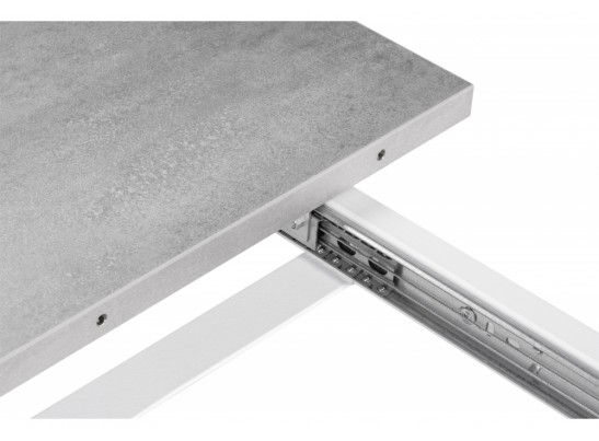 Деревянный стол Колон Лофт 120(160)х75 бетон светлый / белый матовый в Каменске-Уральском