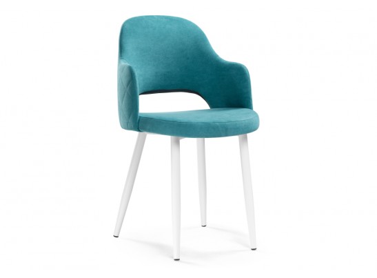 Стул на металлокаркасе Гутрид ромбы сзади белый / бирюзовый в Каменске-Уральском