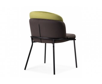 Стул на металлокаркасе Сиолим темно-коричневый / оливковый / черный глянец