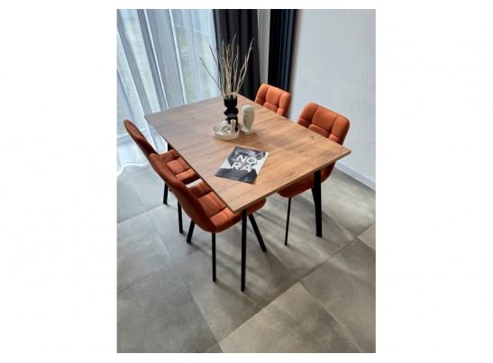 Деревянный стол Кортни 117 (157) x 77 дуб крафт золотой / черный матовый в Каменске-Уральском