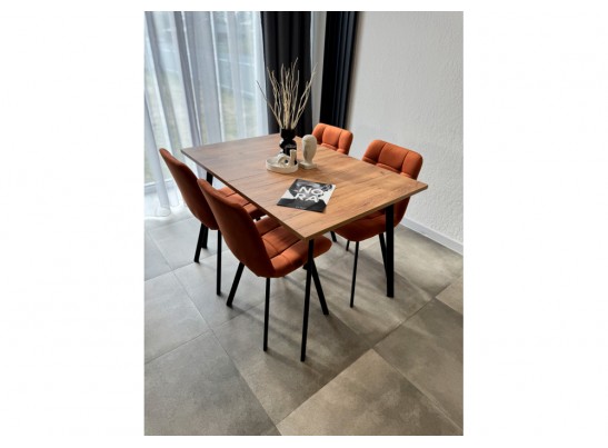 Деревянный стол Кортни 117 (157) x 77 дуб крафт золотой / черный матовый в Каменске-Уральском