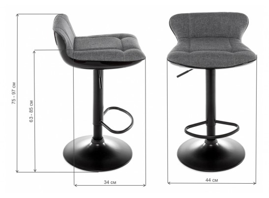 Барный стул Domus черный / серый в Каменске-Уральском