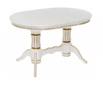 Деревянный стол Герцог 130(170)х90х79 молочный с золотой патиной