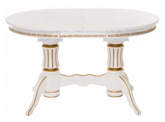 Деревянный стол Герцог 130(170)х90х79 молочный с золотой патиной в Каменске-Уральском