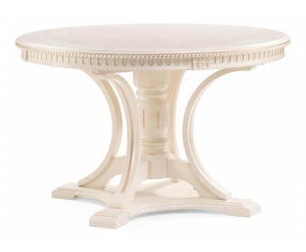 Деревянный стол Нозеан круглый бежевый / золото