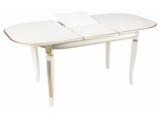 Деревянный стол Romeo 130(170)х85х75 молочный / патина золото в Каменске-Уральском