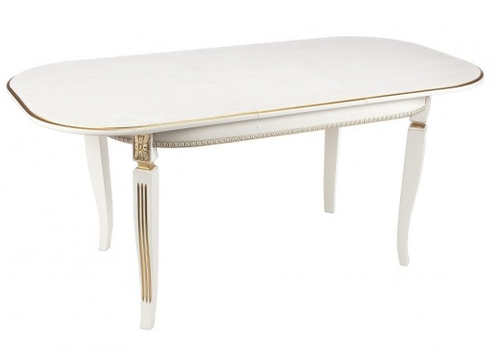 Деревянный стол Romeo 130(170)х85х75 молочный / патина золото в Каменске-Уральском