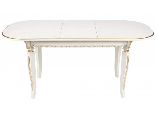 Деревянный стол Romeo 130(170)х85х75 молочный / патина золото в Каменске-Уральском