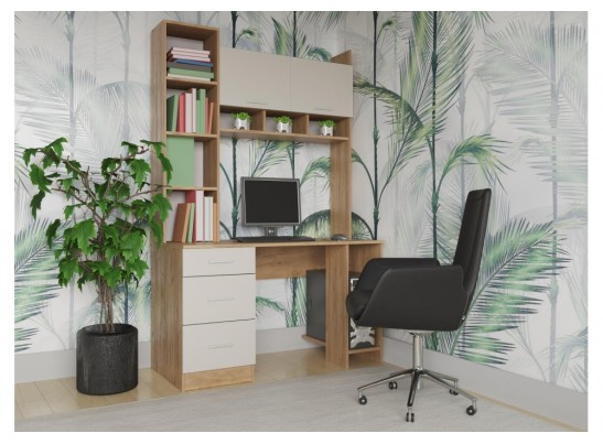 Компьютерный стол Бишоп 5 125х60х197 дуб крафт золотой / кашемир в Каменске-Уральском