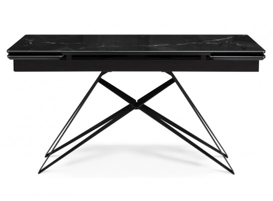Стеклянный стол Блэкберн 140(200)х80х75 черный мрамор / черный в Каменске-Уральском