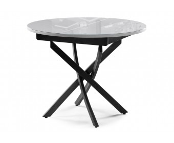 Стеклянный стол Лауриц d1000 раскладной белый / черный
