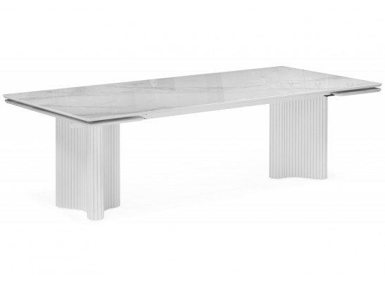 Стеклянный стол Мален 240x110 белый мрамор / белый в Каменске-Уральском