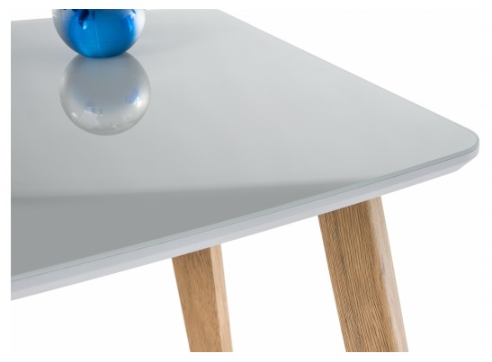 Стеклянный стол Серсея белый / дуб монтана в Каменске-Уральском